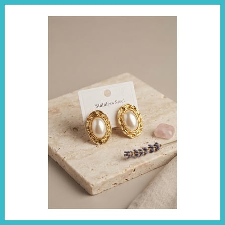 DEFNE STORE 316L Gold Renk Gold Renk Vintage Beyaz İncili Model Küpe DFNBEZ