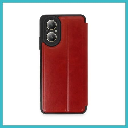 DEFNE STORE Realme 12 Lite Uyumlu Kılıf Flip Cover - Kırmızı DFNBEZ