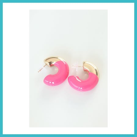 DEFNE STORE CCB Pembe Gold Çift Renk Küpe DFNBEZ