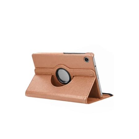DEFNE STORE Galaxy Tab A11 360 Tablet Deri Kılıf - Rose Gold DFNBEZ