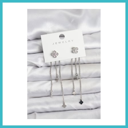 DEFNE STORE Pirinç Gümüş Renk Yonca Model Sallantılı Kadın Küpe DFNBEZ