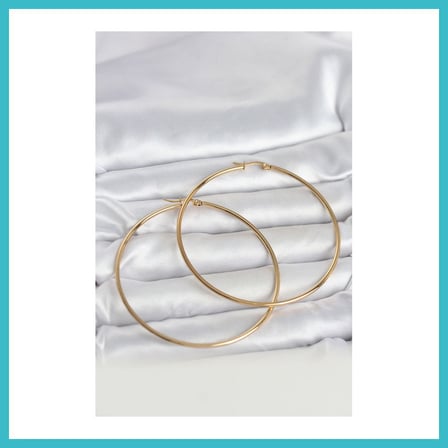 DEFNE STORE 316L Çelik Gold Renk 70 mm Kadın Halka Küpe DFNBEZ