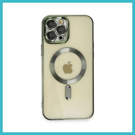 DEFNE STORE iPhone 12 Pro Max Uyumlu Kılıf Kross Magneticsafe Kapak - Koyu Yeşil DFNBEZ