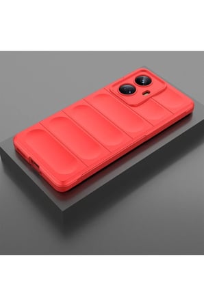 DEFNE STORE Realme 10 Pro 5G Uyumlu Kılıf Optimum Silikon - Kırmızı DFNBEZ