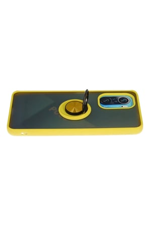 DEFNE STORE Redmi K40 Uyumlu Kılıf Montreal Yüzüklü Silikon Kapak - Sarı DFNBEZ