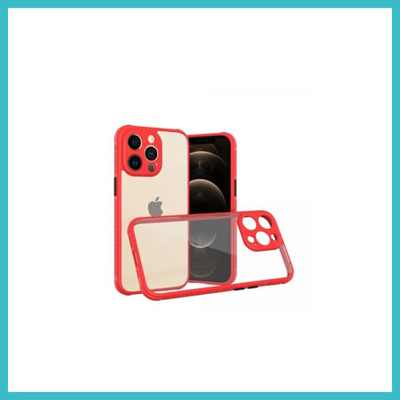 DEFNE STORE iPhone 13 Pro Uyumlu Kılıf Miami Şeffaf Silikon - Kırmızı DFNBEZ