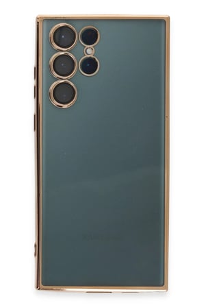 DEFNE STORE Samsung Galaxy S22 Ultra Uyumlu Kılıf Lensli Silikon - Gold DFNBEZ