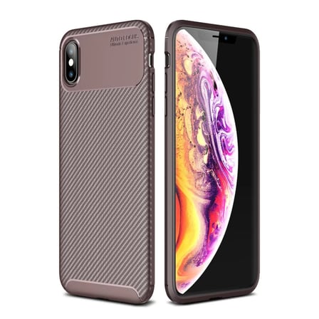 Defne Store İphone Xs Max Uyumlu Kilif Auto Focus Karbon Kapak Kahverengi Dfnbez