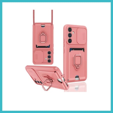 DEFNE STORE Samsung Galaxy A05S Uyumlu Kılıf Zuma Kartvizitli Yüzüklü Silikon - Pembe DFNBEZ