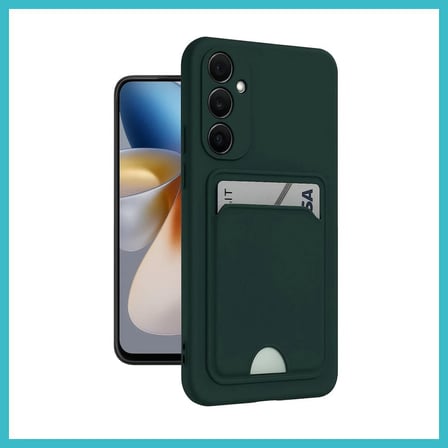 DEFNE STORE Samsung Galaxy A26 Uyumlu Kılıf Kelvin Kartvizitli Silikon - Koyu Yeşil DFNBEZ