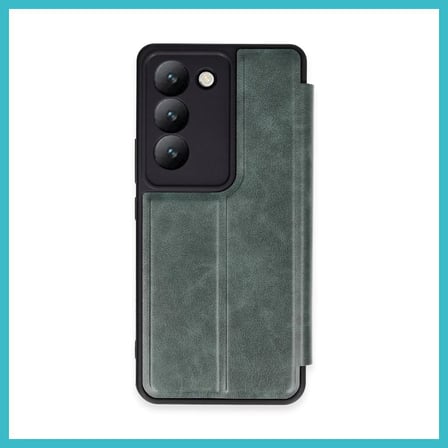 DEFNE STORE Vivo V30 Lite 4G Uyumlu Kılıf Flip Cover - Koyu Yeşil DFNBEZ