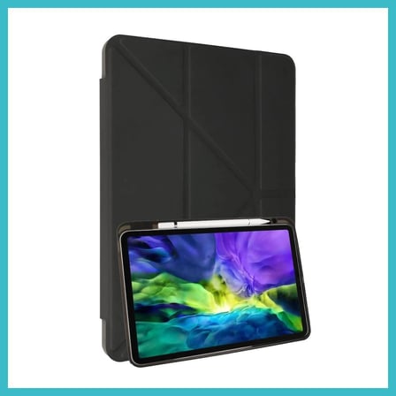 DEFNE STORE iPad 10.2 (8.nesil) Kılıf Kalemlikli Mars Tablet Kılıfı - Koyu Gri DFNBEZ