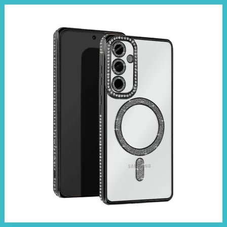 DEFNE STORE Samsung Galaxy A25 5G Uyumlu Joke Simli Magneticsafe Kılıf - Siyah DFNBEZ