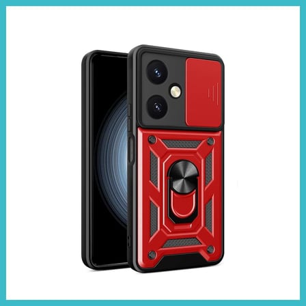 DEFNE STORE Vivo Y27 Uyumlu Kılıf Pars Lens Yüzüklü Silikon - Kırmızı DFNBEZ