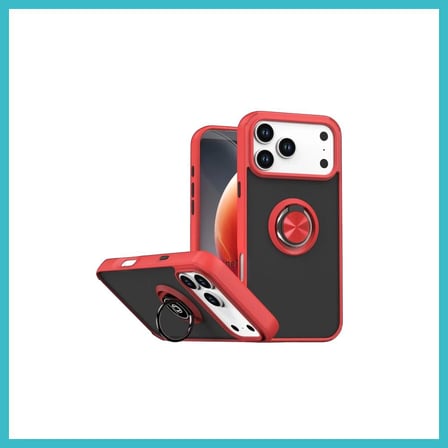 DEFNE STORE iPhone 17 Pro Max Uyumlu Montreal Yüzüklü Silikon Kapak - Kırmızı DFNBEZ