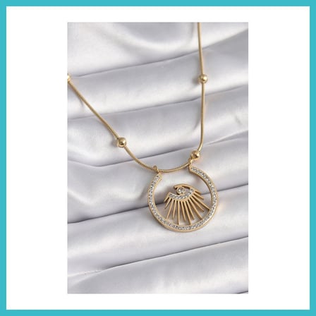 DEFNE STORE 316L Çelik Gold Renk Zirkon Taşlı Göz Model Kadın Kolye DFNBEZ