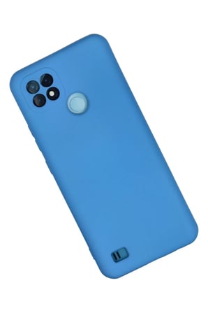 DEFNE STORE Realme C21 Uyumlu Kılıf Nano içi Kadife Silikon - Mavi DFNBEZ