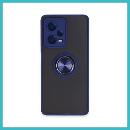 DEFNE STORE Redmi Note 12 5G Uyumlu Kılıf Montreal Yüzüklü Silikon Kapak - Lacivert DFNBEZ