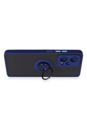 DEFNE STORE Redmi Note 12 5G Uyumlu Kılıf Montreal Yüzüklü Silikon Kapak - Lacivert DFNBEZ