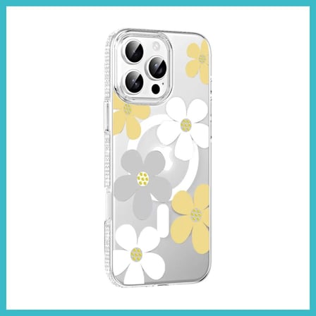 DEFNE STORE Joko iPhone 16 Pro Max Uyumlu Floral Magsafe Kapak - Sarı DFNBEZ