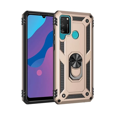 DEFNE STORE Huawei Y6P Uyumlu Kılıf Sofya Yüzüklü Silikon Kapak - Gold DFNBEZ