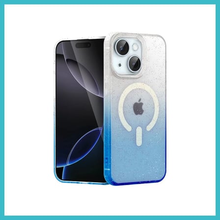 DEFNE STORE iPhone 15 Plus Uyumlu Pummel Shiny Magsafe Kapak - Mavi DFNBEZ