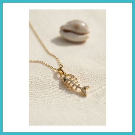 DEFNE STORE 316L Çelik Zincir Gold Renk Minimal Zirkon Taşlı Balık Kılçığı Kolye DFNBEZ