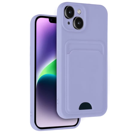 DEFNE STORE iPhone 14 Uyumlu Kılıf Kelvin Kartvizitli Silikon - Lila DFNBEZ