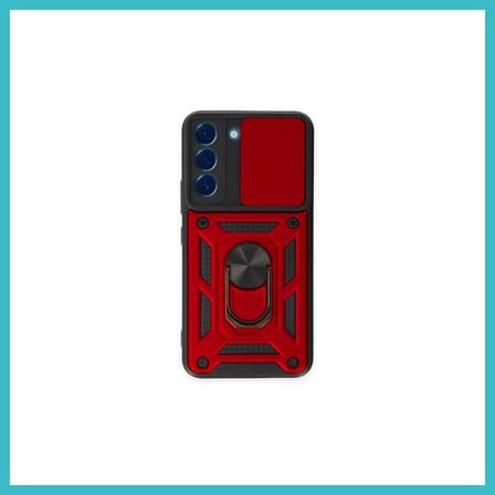 DEFNE STORE Samsung Galaxy S24 Uyumlu Kılıf Pars Lens Yüzüklü Silikon - Kırmızı DFNBEZ
