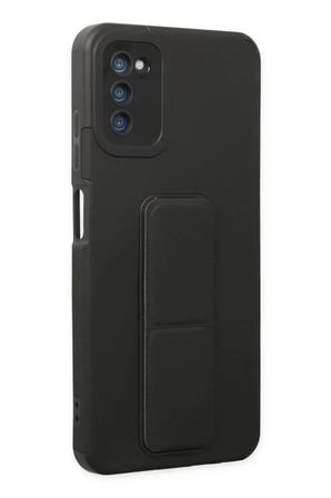 DEFNE STORE Samsung Galaxy A03S Uyumlu Kılıf Mega Standlı Silikon - Siyah DFNBEZ