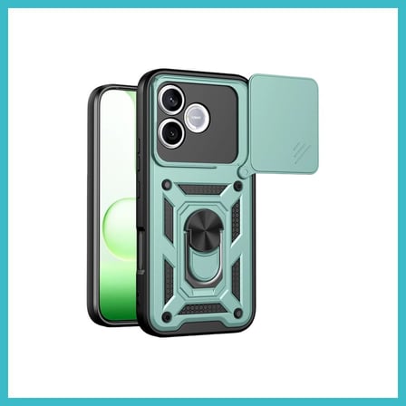 DEFNE STORE Huawei Honor 600 Lite Uyumlu Pars Lens Yüzüklü Silikon - Yeşil DFNBEZ