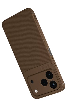 Defne Store Tecno Spark 50 4G Uyumlu Auto Focus Karbon Kapak - Kahverengi Dfnbez