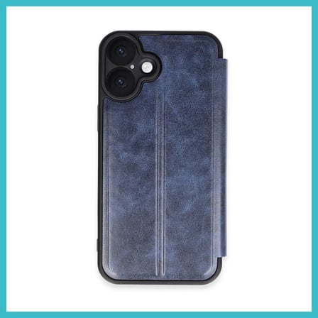DEFNE STORE iPhone 16 Plus Uyumlu Kılıf Flip Cover - Lacivert DFNBEZ