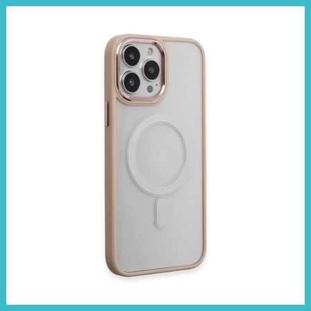 DEFNE STORE iPhone 15 Pro Uyumlu Kılıf Room Magneticsafe Silikon - Pudra DFNBEZ