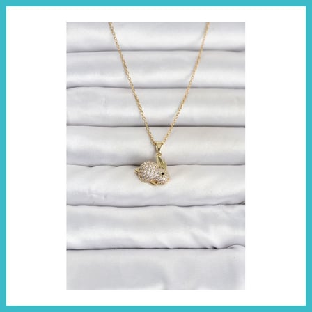 DEFNE STORE 316L Çelik Zincir Gold Renk Zirkon Taşlı Tavşan Model Kadın Kolye DFNBEZ