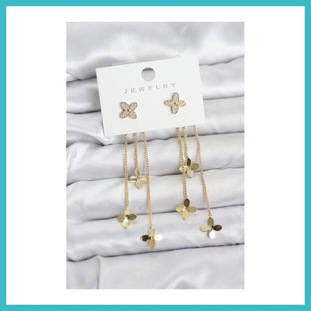DEFNE STORE Lotus Model Gold Renk Pirinç Sallantılı Kadın Küpe DFNBEZ
