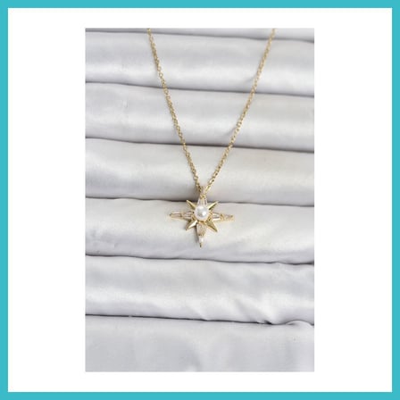 DEFNE STORE 316L Çelik Zincir Gold Renk Kutup Yıldızı Model Kadın Kolye DFNBEZ