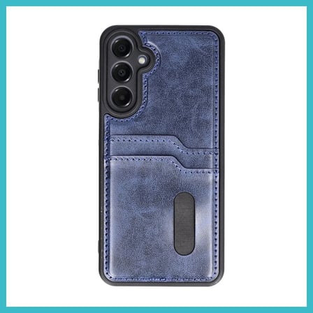 DEFNE STORE Samsung Galaxy A35 5G Uyumlu Kılıf Sara Kartvizitli Deri Kılıf - Lacivert DFNBEZ