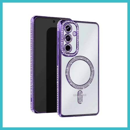 DEFNE STORE Samsung Galaxy S24 FE Uyumlu Joke Simli Magneticsafe Kılıf - Derin Mor DFNBEZ