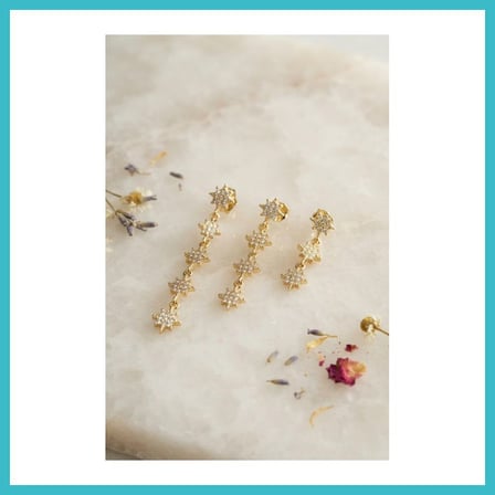 DEFNE STORE 3 lü Set Küpe Gold Renk Kutup Yıldızı Detaylı DFNBEZ