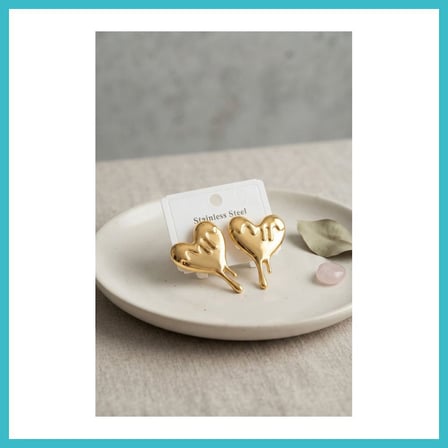 DEFNE STORE 316L Çelik Gold Renk Melting Heart Model Küpe DFNBEZ