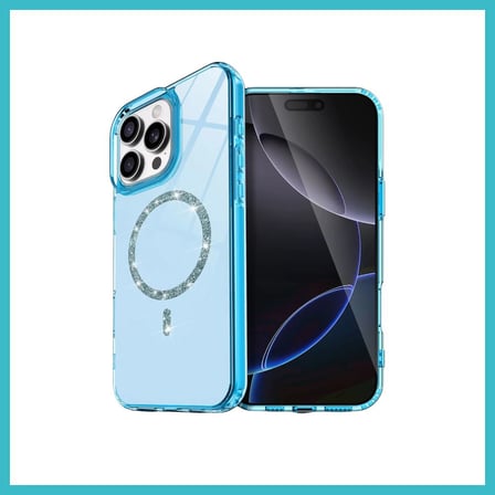 DEFNE STORE iPhone 16 Pro Uyumlu Live Diamond Magsafe Kapak - Mavi DFNBEZ