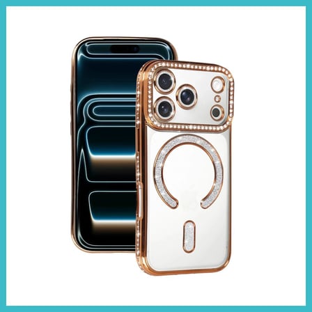 DEFNE STORE iPhone 17 Pro Uyumlu Joke Simli Magneticsafe Kılıf - Turuncu DFNBEZ