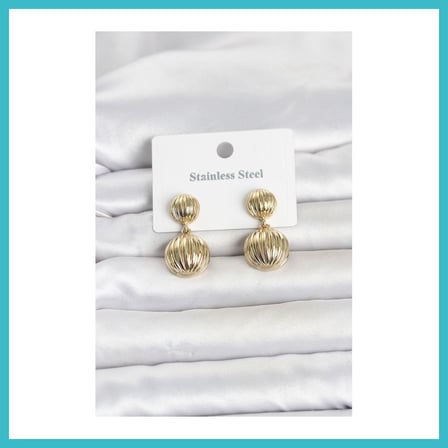 DEFNE STORE 316L Çelik Gold Renk Vintage Model Kadın Küpe DFNBEZ