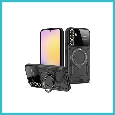 DEFNE STORE Samsung Galaxy A35 5G Uyumlu Kılıf Joy Lens Standlı Kapak - Siyah DFNBEZ
