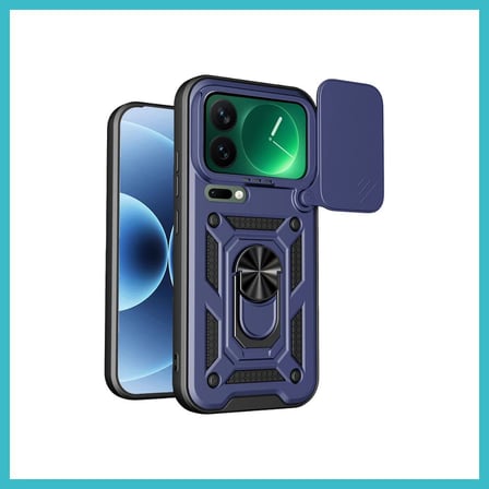 DEFNE STORE Mi 17 Pro Uyumlu Pars Lens Yüzüklü Silikon - Lacivert DFNBEZ