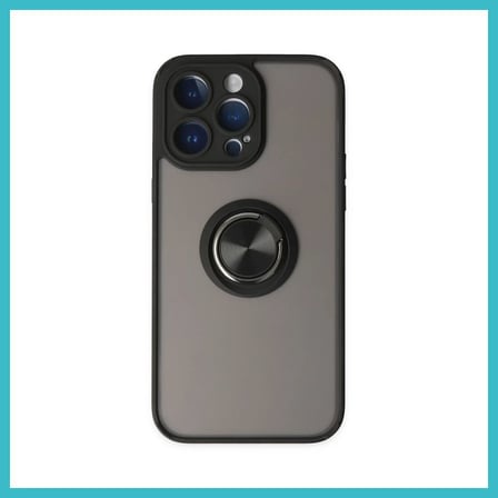 DEFNE STORE iPhone 14 Pro Max Uyumlu Kılıf Montreal Yüzüklü Silikon Kapak - Siyah DFNBEZ