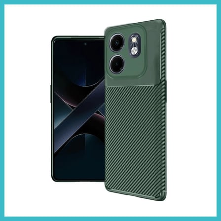 Defne Store İ̇Nfinix Hot 50İ 4G Uyumlu Kılıf Auto Focus Karbon Kapak - Koyu Yeşil Dfnbez