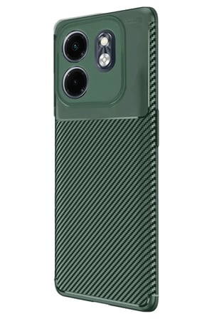 Defne Store İ̇Nfinix Hot 50İ 4G Uyumlu Kılıf Auto Focus Karbon Kapak - Koyu Yeşil Dfnbez