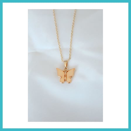 DEFNE STORE Gold Kaplama Sarı Renk Sedefli Kelebek Kolye DFNBEZ